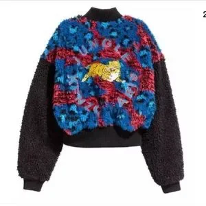 Kenzo Jackets Coats Kenzo X Hm Sherpa Cropped Bomber Jacket